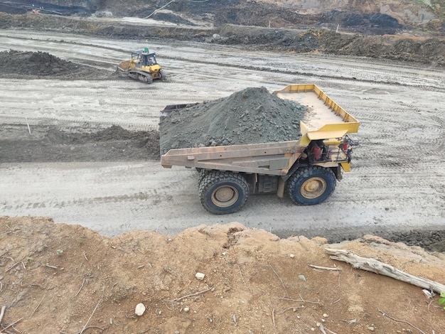 Mining activities, coal getting, hauling and loading at a coal\
mining project