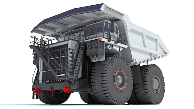 Mining Dump Truck heavy construction machinery 3D rendering on white background