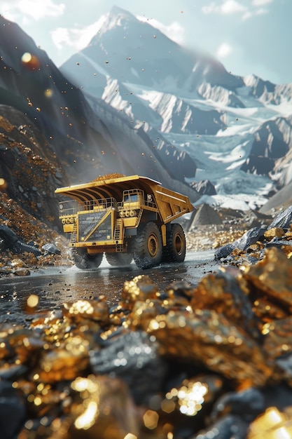 Photo mining for gold vivid 3d render