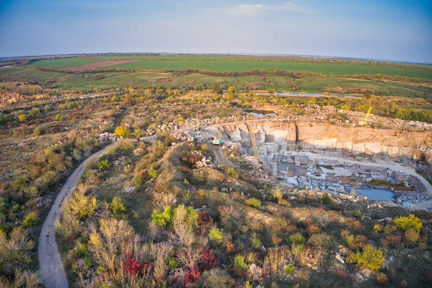 Mining near a small lake in picturesque ukraine