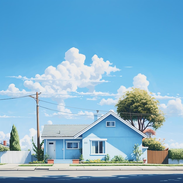 Photo minkas house with a sky blue background