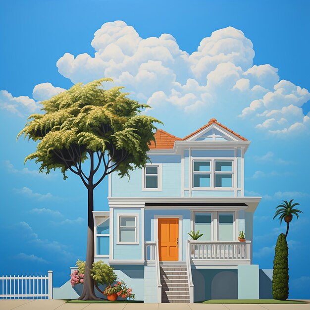 Photo minkas house with a sky blue background