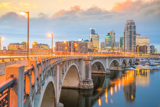 Minneapolis city downtown skyline cityscape of USA