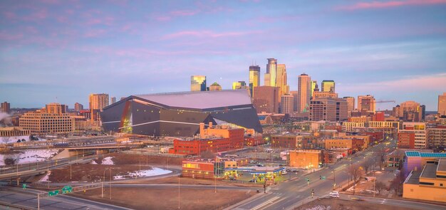 Foto skyline del centro di minneapolis, stati uniti