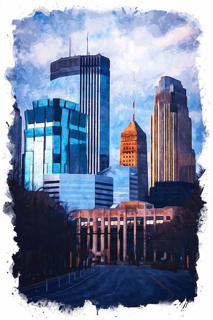 Minneapolis Watercolor Illustration