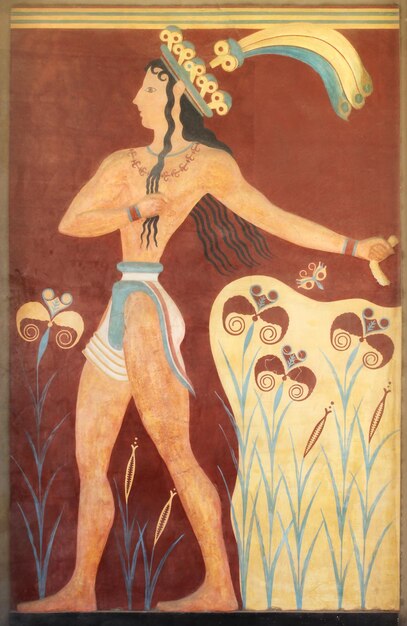 Minoan warrior mural painting fresco