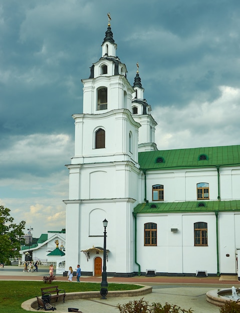 Minsk, Belarus. Cathedral Of Holy Spirit, Summer season, sunset time,August 12, 2019