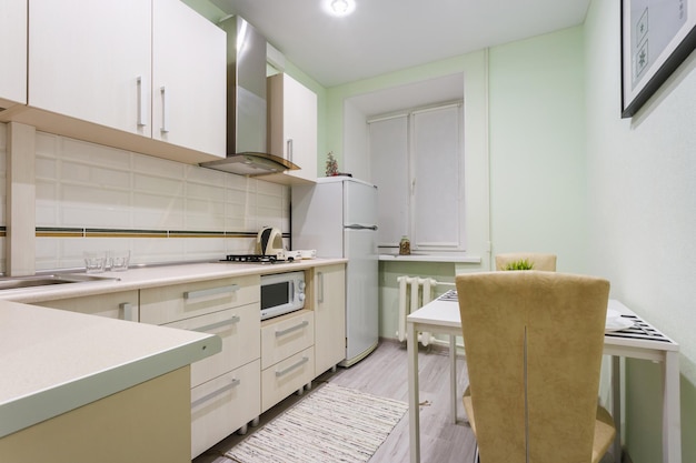 MINSK BELARUS DECEMBER 8 2017 Interior of the modern kitchen in flat in light style