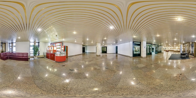 Minsk belarus july 2016 full seamless panorama 360 degrees\
angle view in interior of luxury empty hall 360 panorama in\
equirectangular projection skybox vr ar content