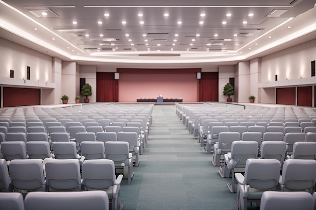 Фото Минск июль 2017 года ряды сидений в интерьере современного пустого конференц-зала для деловых встреч