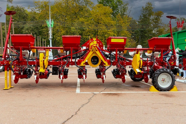 Minsk Belarus September 20 2022 New multifunctional seeder seeder for agricultural crops Production Gomselmash