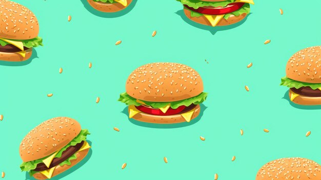 Mint Background with hamburgers