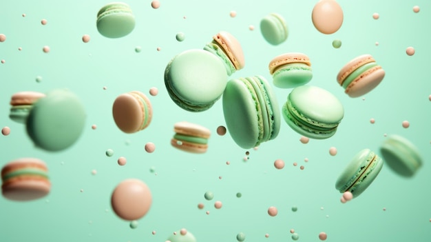 Mint Background with macarons