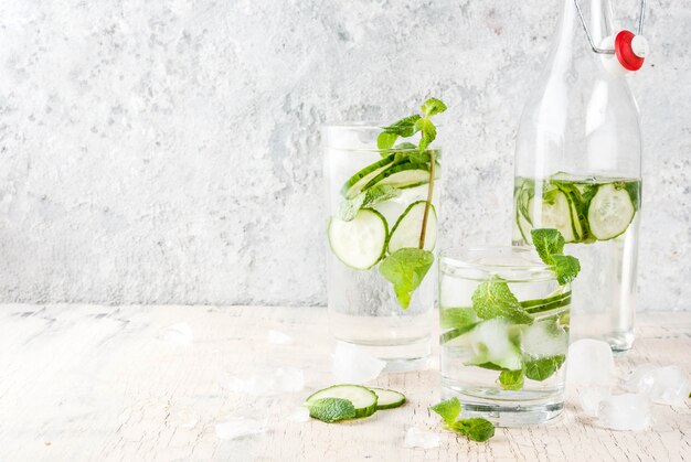 mint and cucumber infused water