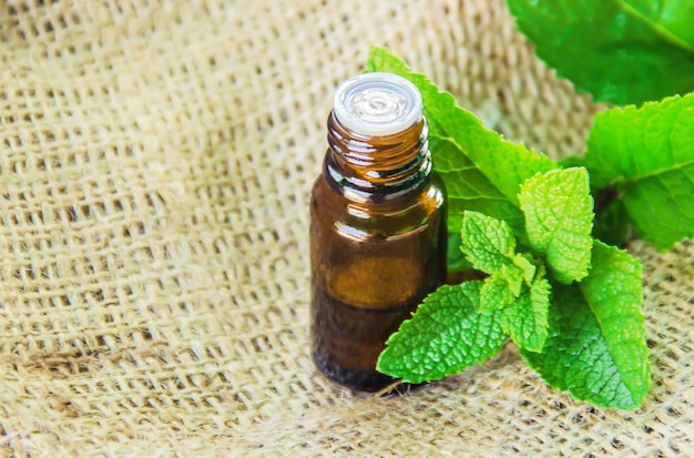 The mint extract in a small jar.