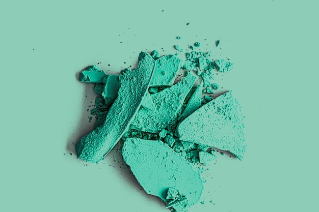 Photo mint eye shadow powder as makeup palette closeup crushed cosmetics and beauty texture