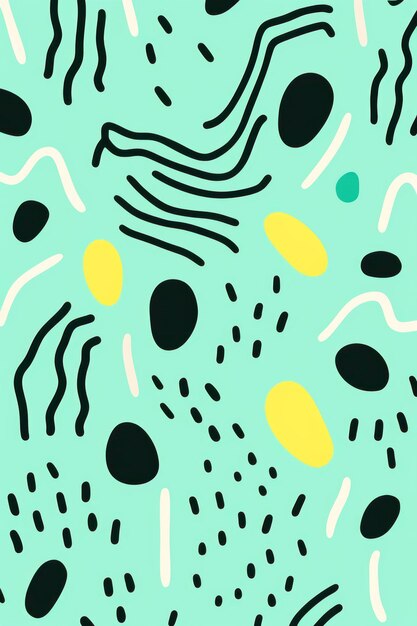 Photo mint fun line doodle seamless pattern creative abstract squiggle style drawing background for childr