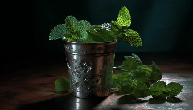 mint in a glass mint in a glass mint in a pot