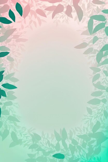 Photo mint green light pink background silhouettes leafy branches vertical mobile postcard generative ai