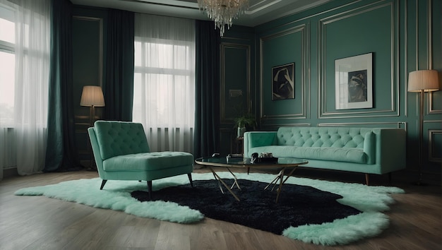 Mint green living room