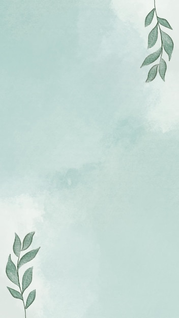 Premium Photo | Mint Green Minimalist Watercolor Leaves Background ...