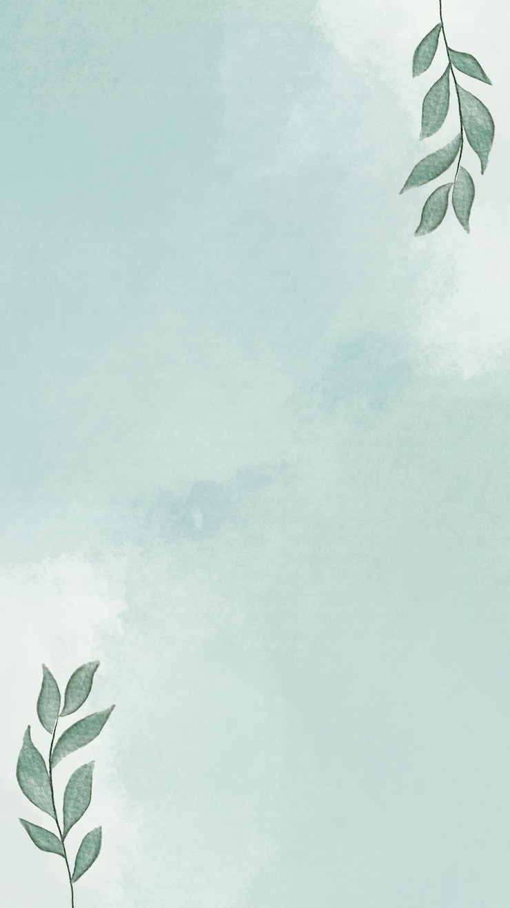 Photo mint green minimalist watercolor leaves background instagram story 1