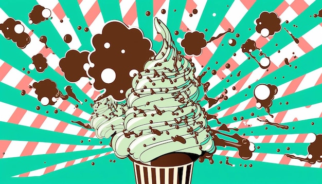 Mint Madness Summer Achtergrond met Mint Chocolate Generative AI