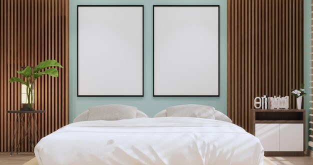 Mint modern peaceful bedroom japan style bedroom3d\
rendering