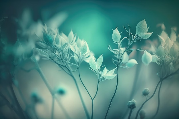 Mint summer smooth floral abstract background Generative AI