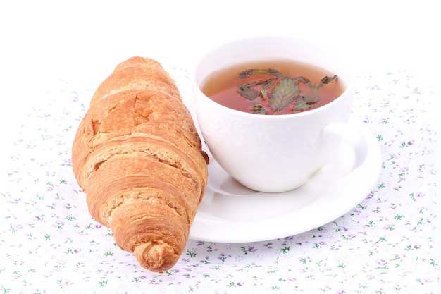 Mint tea cake croissant breakfast