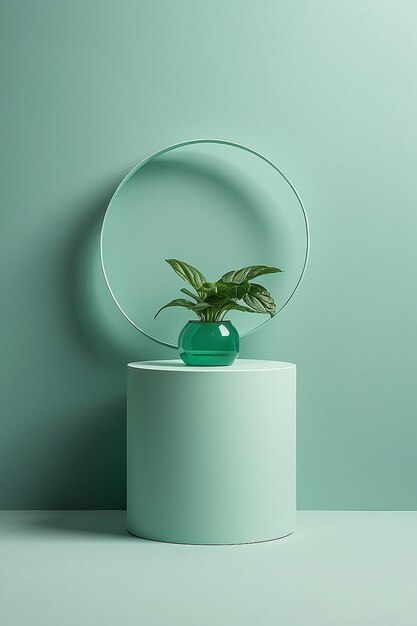 Photo minty fresh elegance geometric round podium design