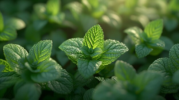 Minty Fresh Top Macro View of Green Leaves Perfect Ingredient for Culinary Bliss Generative AI