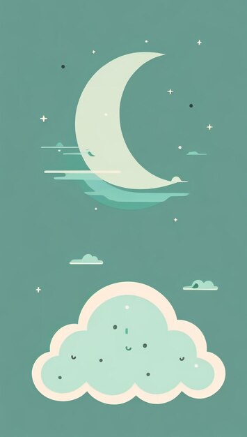 Foto minty nocturne una vista del cielo notturno con nuvole bianche in un rinfrescante verde menta