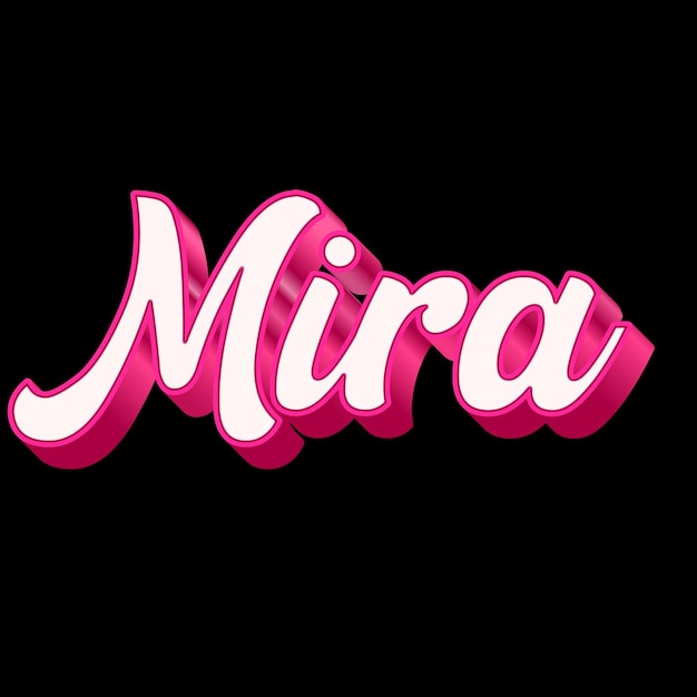 Mira Typography 3D Design Pink Black White Background Photo JPG