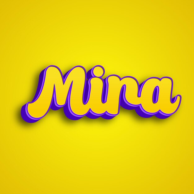 Photo mira typography 3d design yellow pink white background photo jpg