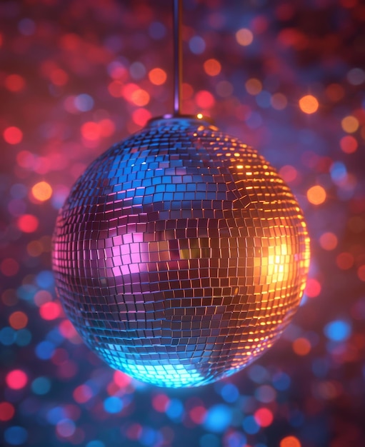 Foto bola a specchio per la danza discoteca sullo sfondo bokeh