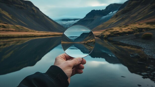 Foto effetto specchio sul paesaggio