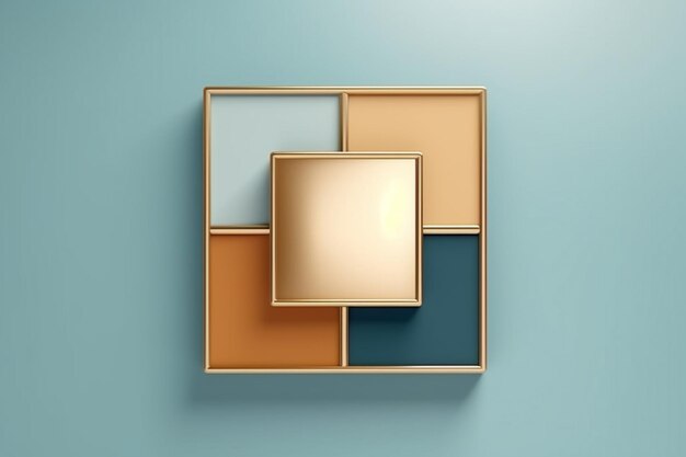 Mirror rectangle frame on the minimalistic blue background