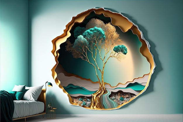A mirror that has a tree on it generative AI