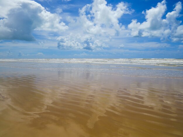 Mirror of water reflecting the clouds