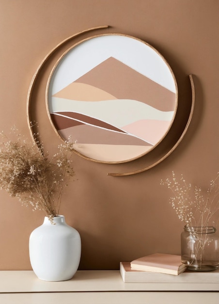 a mirror with a picture of a mountain and flowers on it