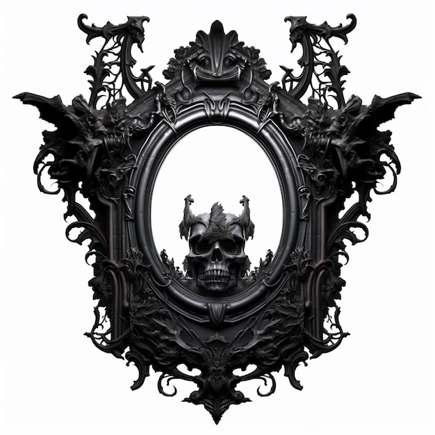 A mirror with a skull on it and a skull on it.