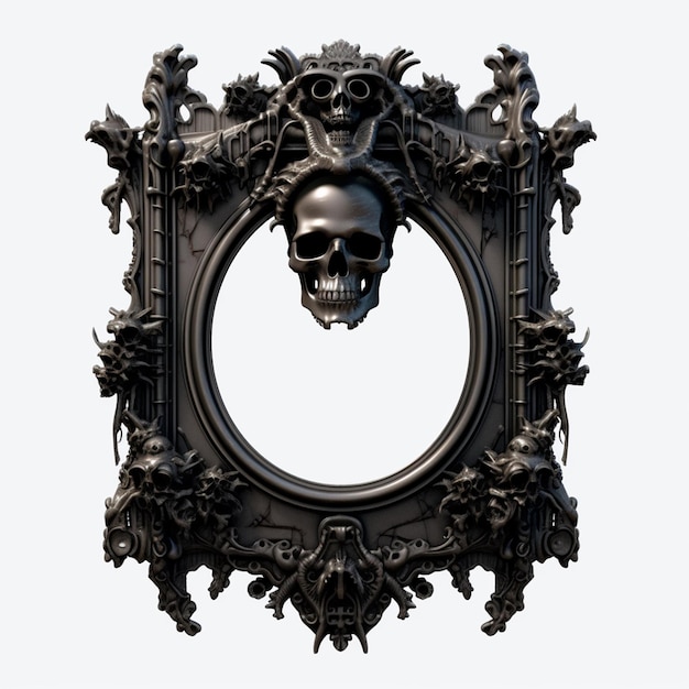 A mirror with a skull on it