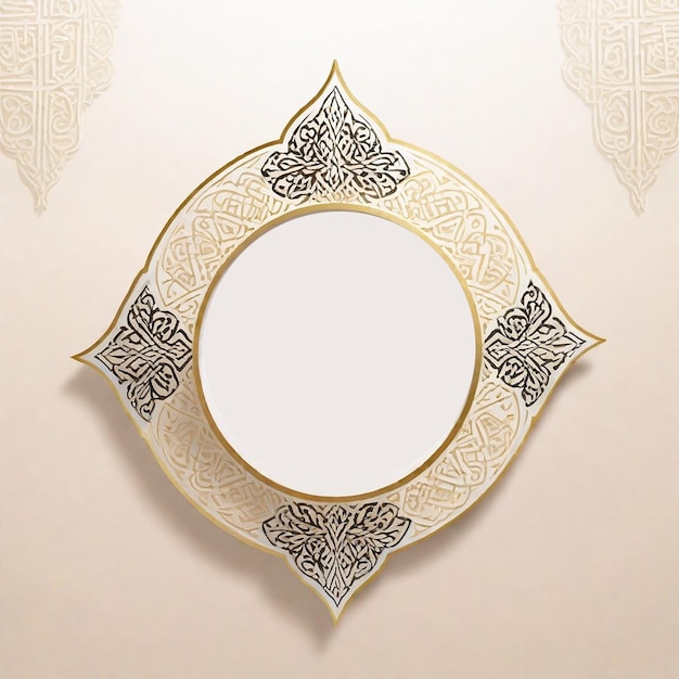a mirror with a white and gold border and a white background with a pattern of the design