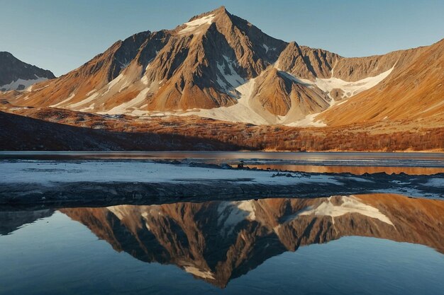 Mirrorlike surface of mountain lake