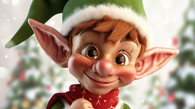 Photo a mischievous elf comes to life in stunning 3d style with super rendering this playful character is captured in incredible detail ready to add a touch of magic to any project isolated on