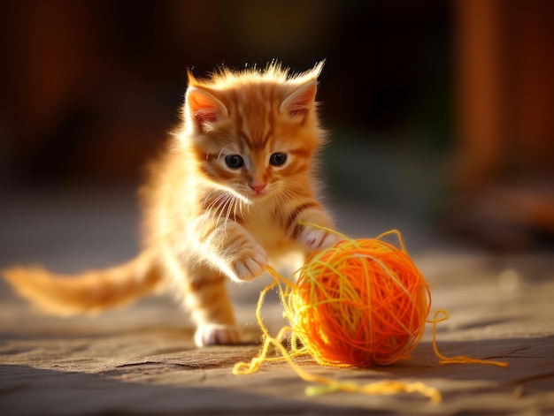 mischievous kitten playfully swatting at a dangling toy