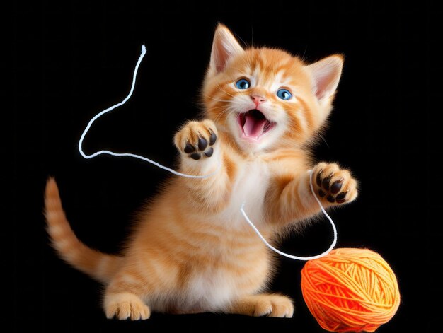 mischievous kitten playfully swatting at a dangling toy