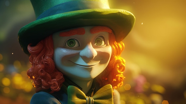 Mischievous leprechaun digital art illustration Generative AI