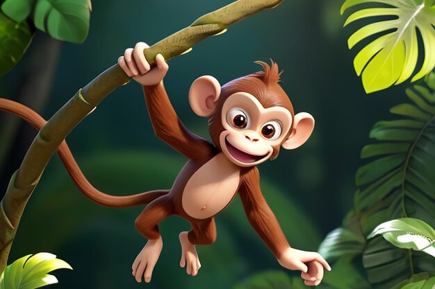 Foto mischievous monkey 3d cartoon personage